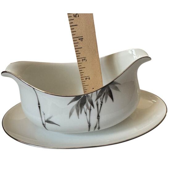 VTG Sango Bamboo Japan Gravy Boat W/ Attached Underplate 1980’s Discontinued - Picture 7 of 8